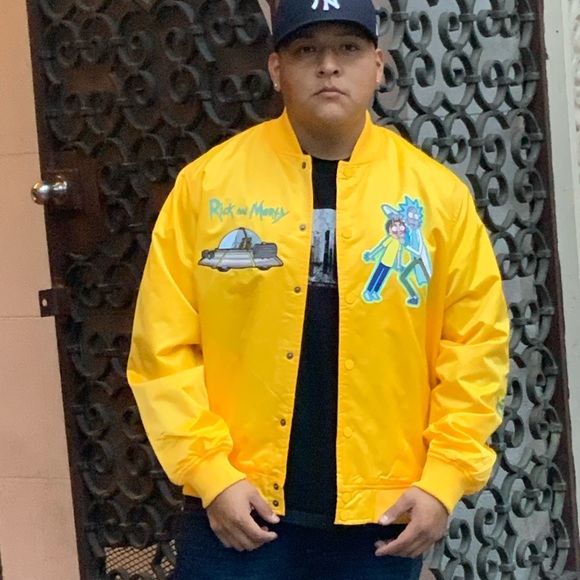 Men's Yellow Rick & Monty Satin Lightweight Jacket